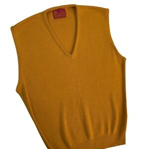 Sears Kings Road Sweater Vest Mens XL Vintage V-Neck Acrylic Mustard Yellow 70s